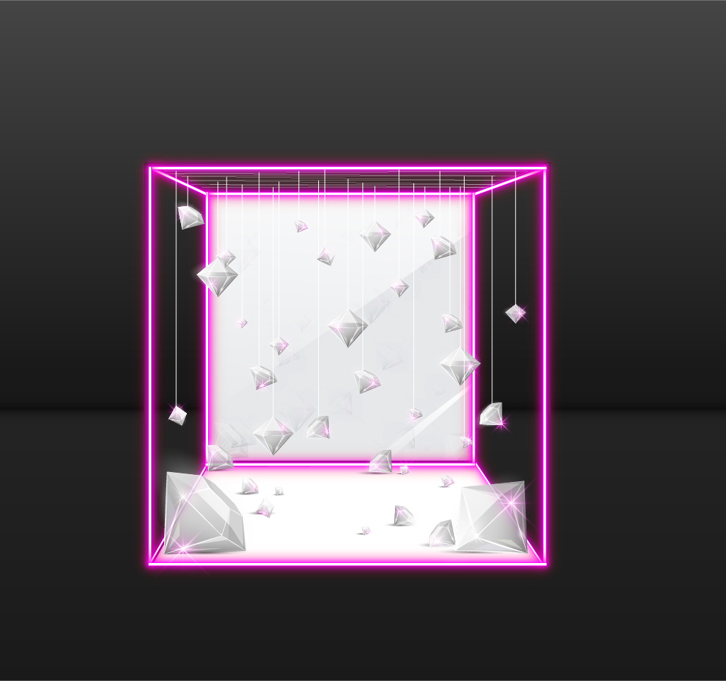 неоновый куб с бриллиантами